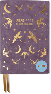 2026-2027 Celestial Birds Leatherette Weekly Desk Planner