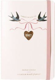 2026-2027 Romantic Birds Monthly Pocket Planner