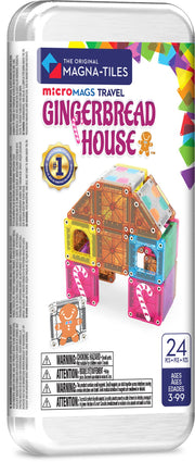 The Original MAGNA-TILES® microMAGS Gingerbread House Travel 24-Piece Magnetic Construction Set