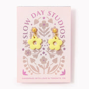 Mini Daisy Dangle Earrings - Yellow