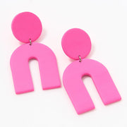 Arch Statement Earrings - Hot Pink