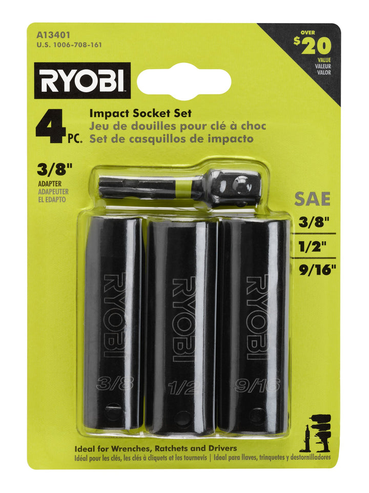 4 PC. 3/8" Drive SAE Impact Socket Set image