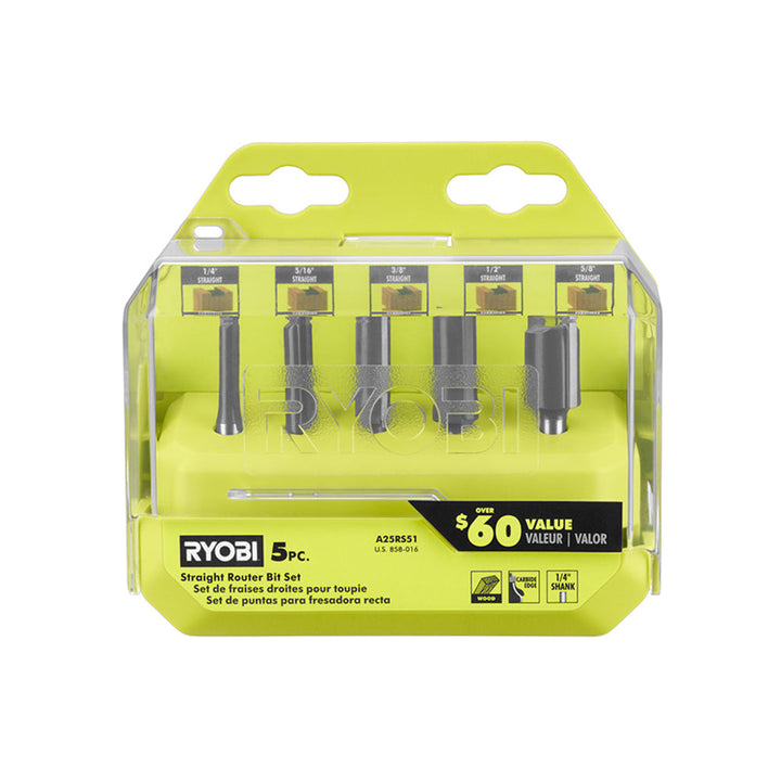 5PC STRAIGHT ROUTER BIT SET Image 1