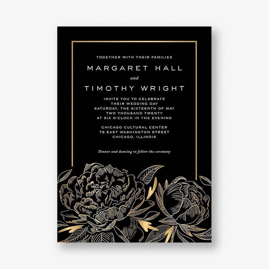Gilded Peony Wedding Invitation