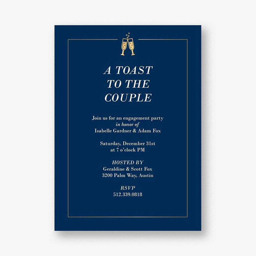 Champagne Border Engagement Party Invitation