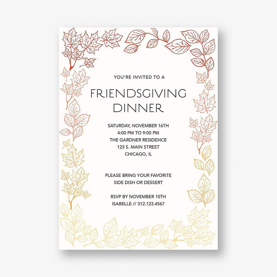Linework Leaves Party Invitation