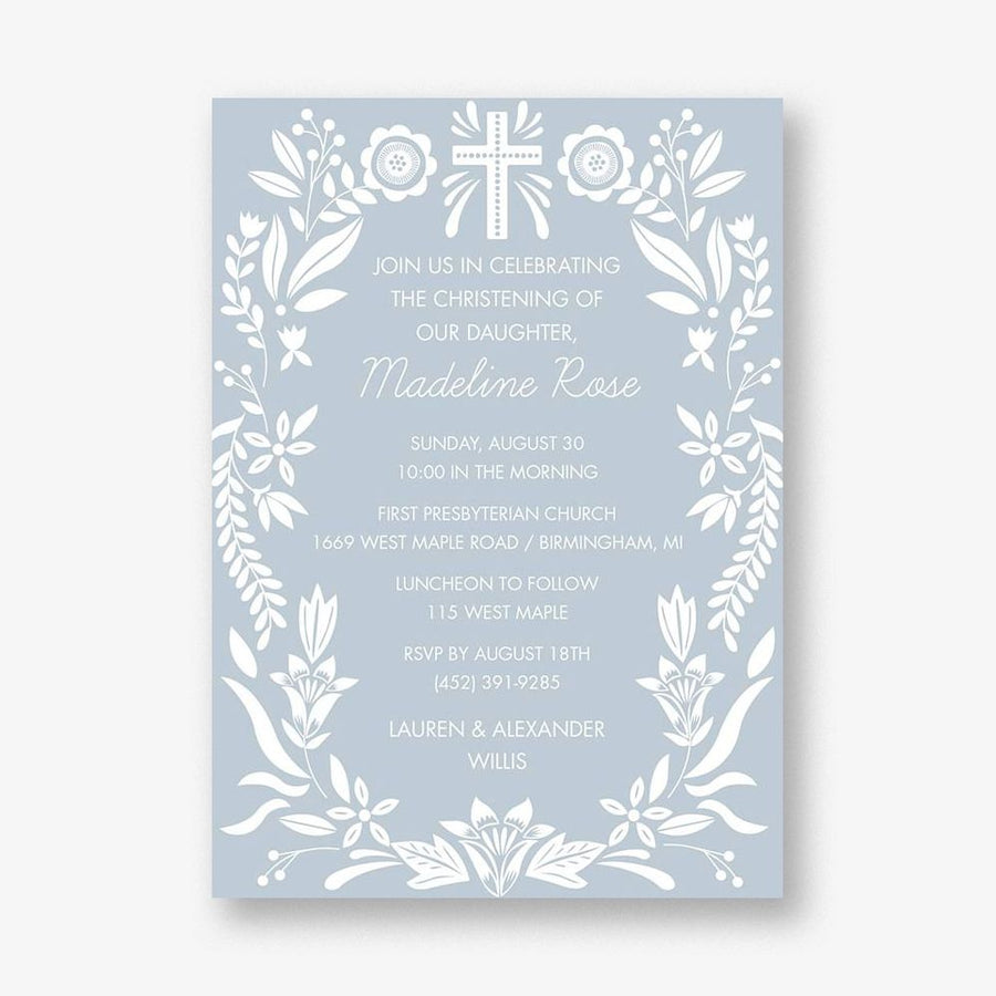 Floral Border Baptism Invitation
