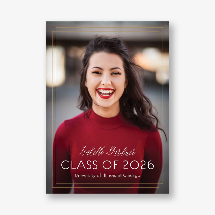 Foil Vertical Dual Border Graduation Announcement