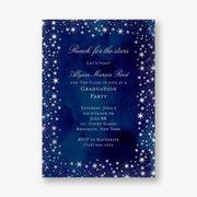 Silver Foil Reach For The Stars Graduation Party Invitation