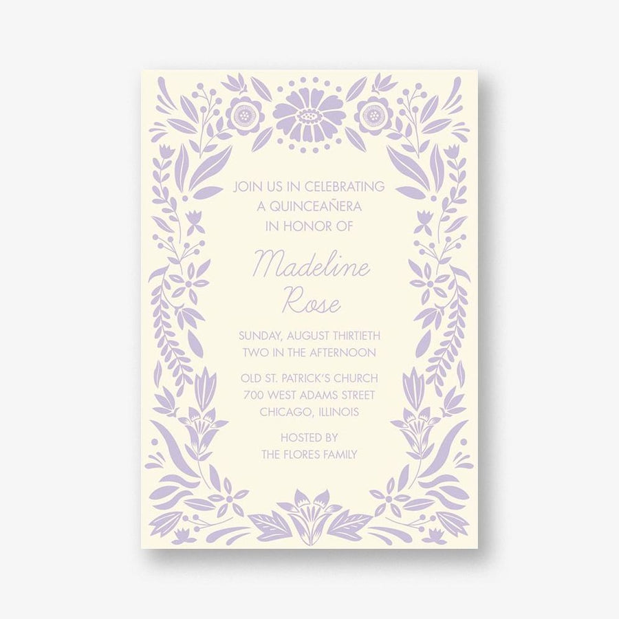 Floral Frame Quinceañera Invitation