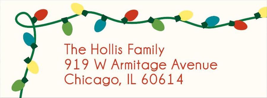 String Lights Holiday Return Address Label