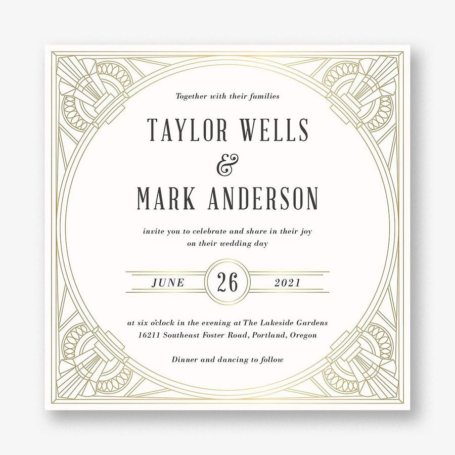 Golden Age Foil Stamped Wedding Invitation