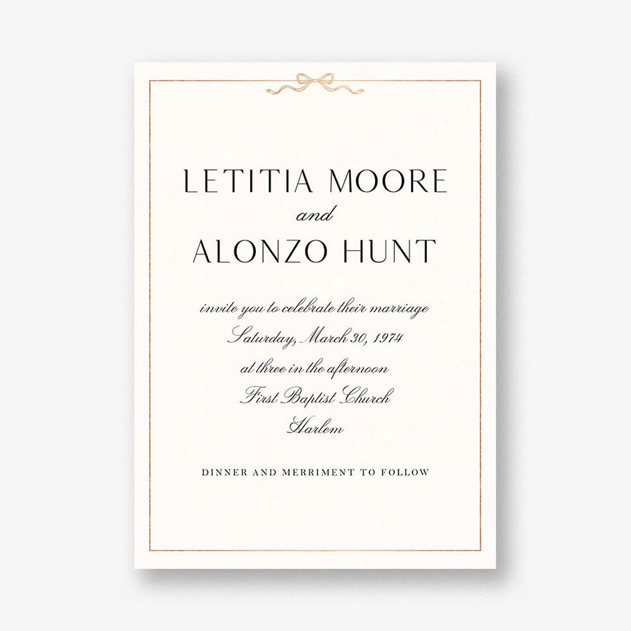 Bow Border Foil Wedding Invitation