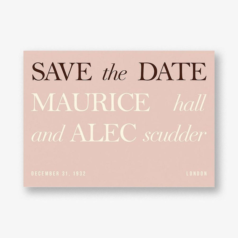 In Writing Pink Save the Date Card