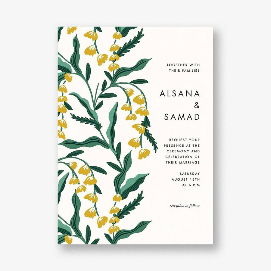 Golden Lily of the Valley Wedding Invitation