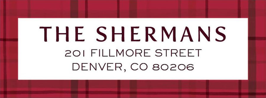 Cozy Watercolor Red Plaid Holiday Return Address Label