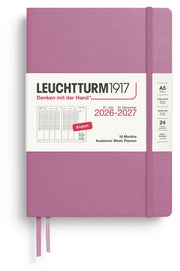 2026-2027 Leuchtturm Weekly Planner & Notebook Medium (A5) Dusty Rose, 18 Months
