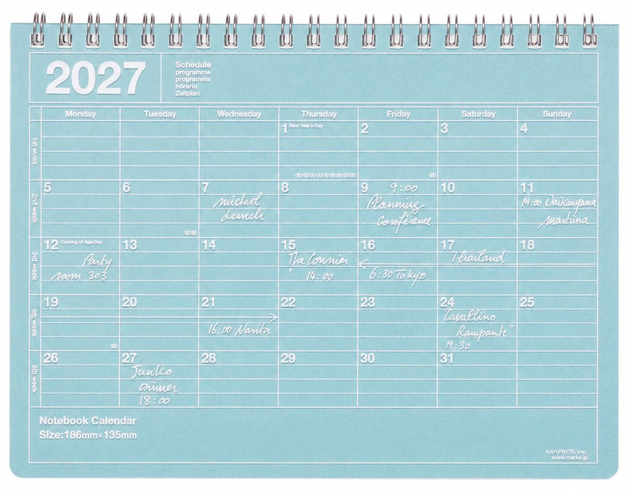 2027 Marks Blue Jan Start S Weekly Desk Planner