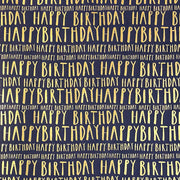 Gold Foil Happy Birthday Navy Flat Wrap
