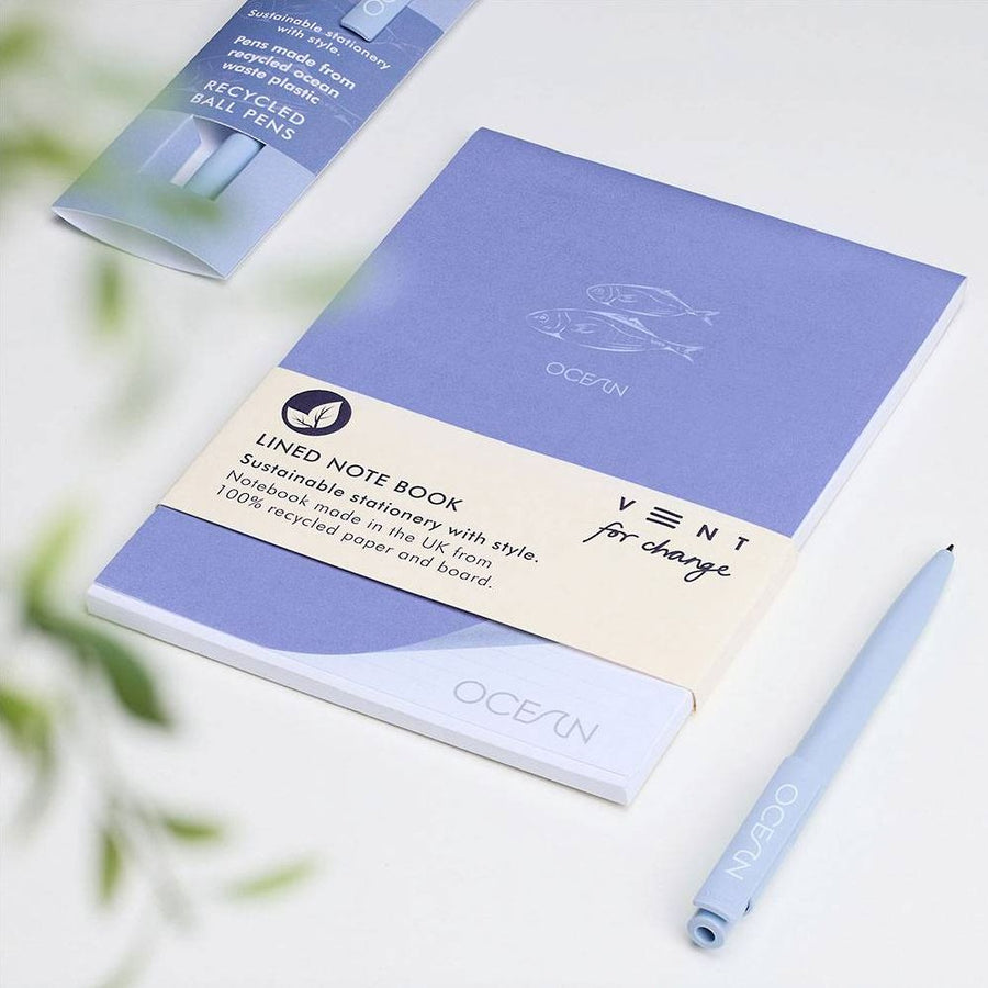 Ocean Sea Blue Lined A5 Shopping Pad