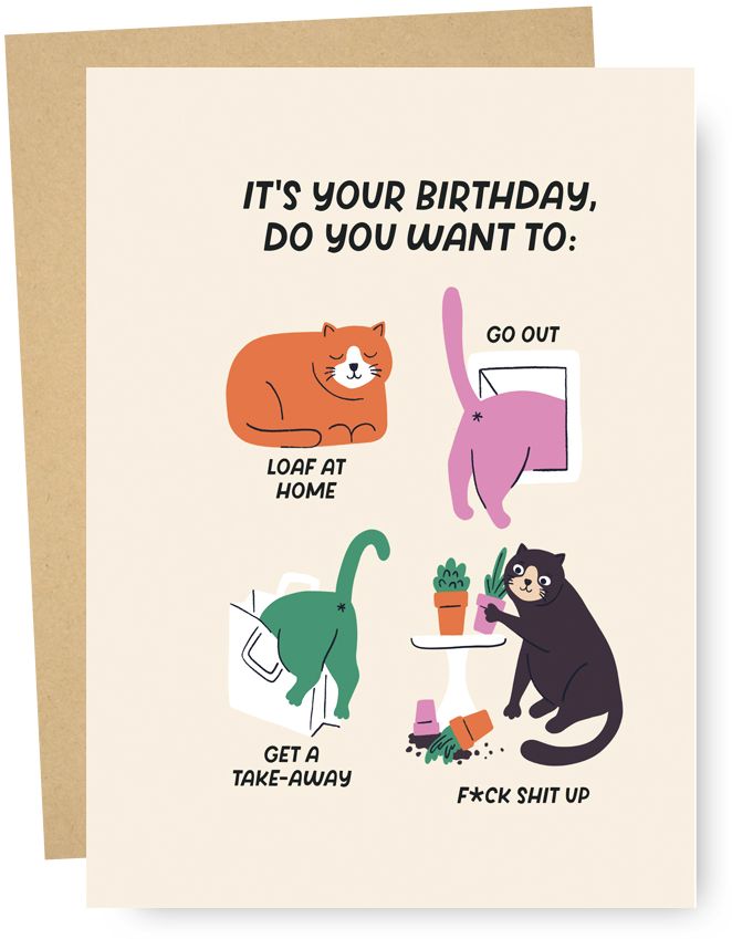 Cat Plans Birthday Card