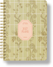 2027 Trellis B5 Hardcover Spiral Calendar Year Planner, 4 Dividers, Green