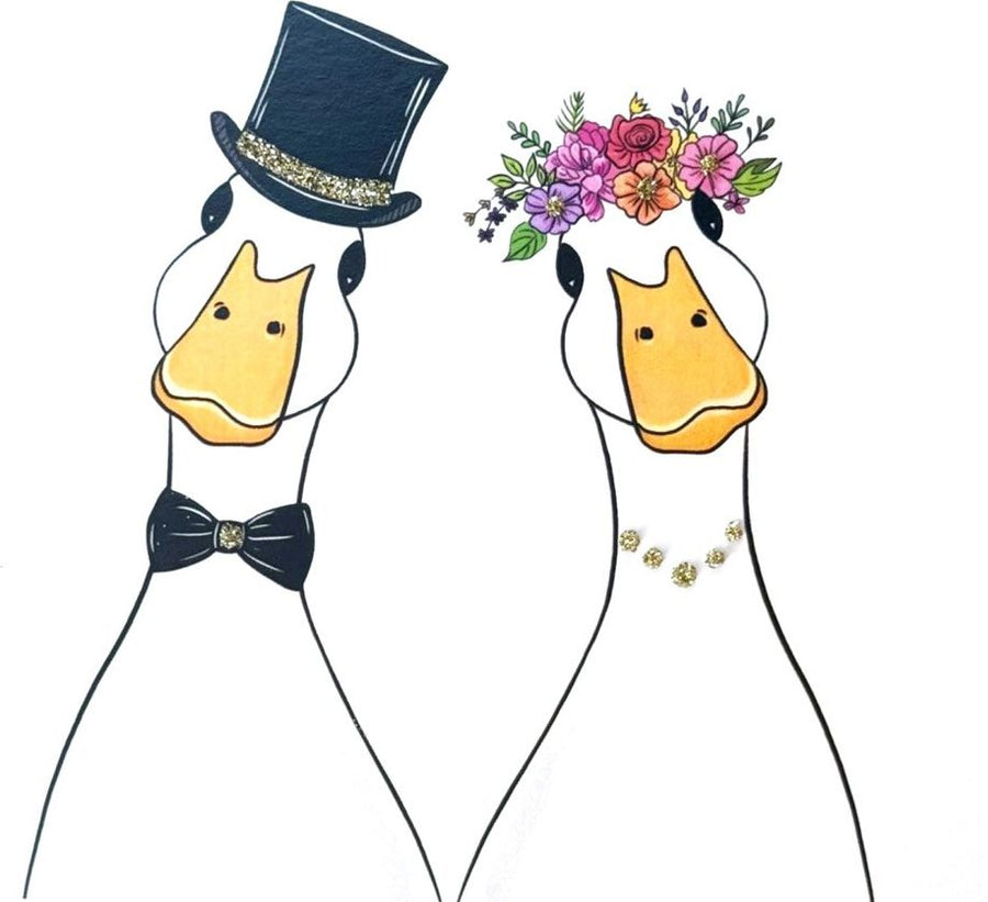Bride & Groom Duck Wedding Card