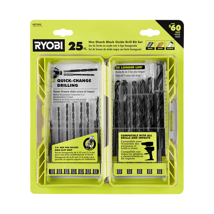 25 PC. BLACK OXIDE HEX SHANK DRILL BITS Image 1