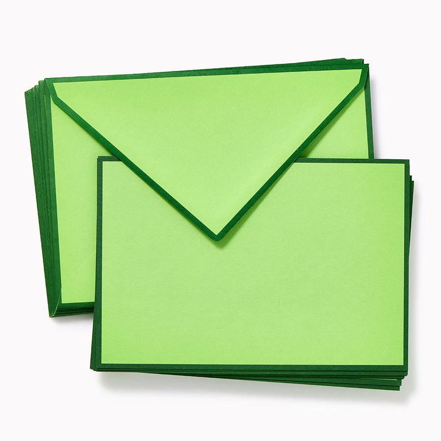 Original Crown Mill Dark Green and Bamboo Boxed Notecard Set of 10/10