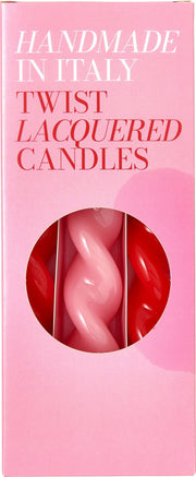 Twisted Taper Candles, Coral and Pink