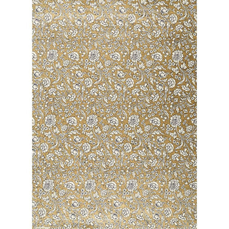 White Relief Floral on Gold Fine Paper