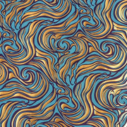 Gold Wavy Marble on Blue Fine Paper