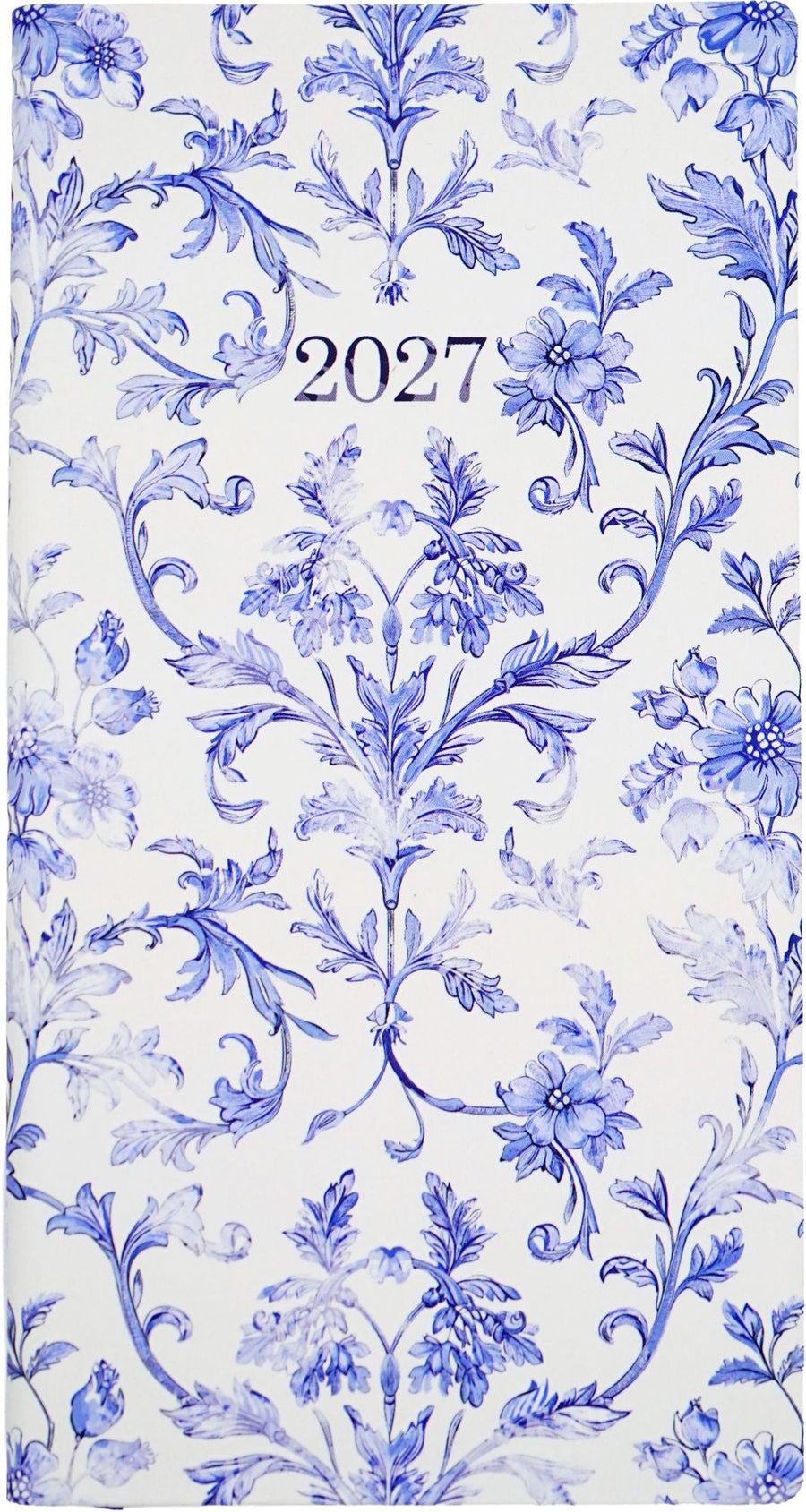 2027 Weekly Pocket Planner Blue Floral Design With Embossed Year