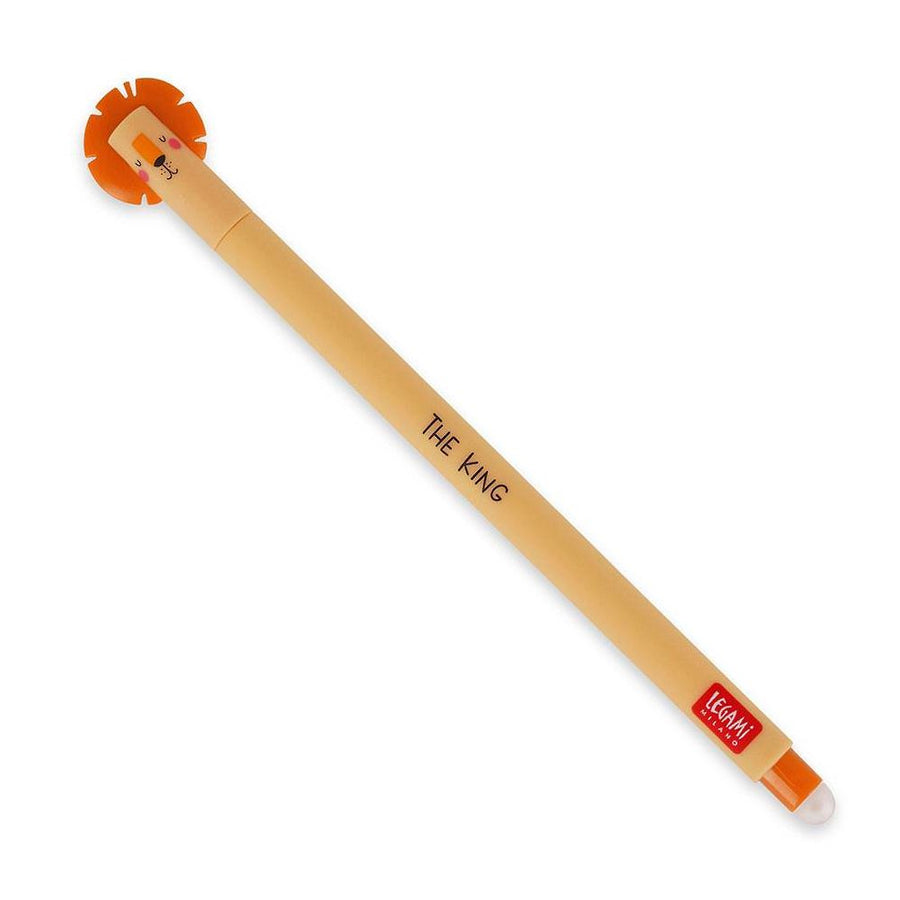 Legami Lion Erasable Gel Pen - Orange Ink