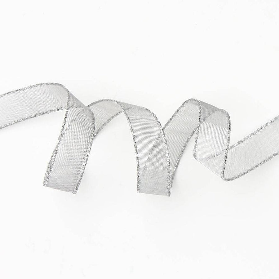 Silver Organdy Wired Ribbon 1" 10 YD