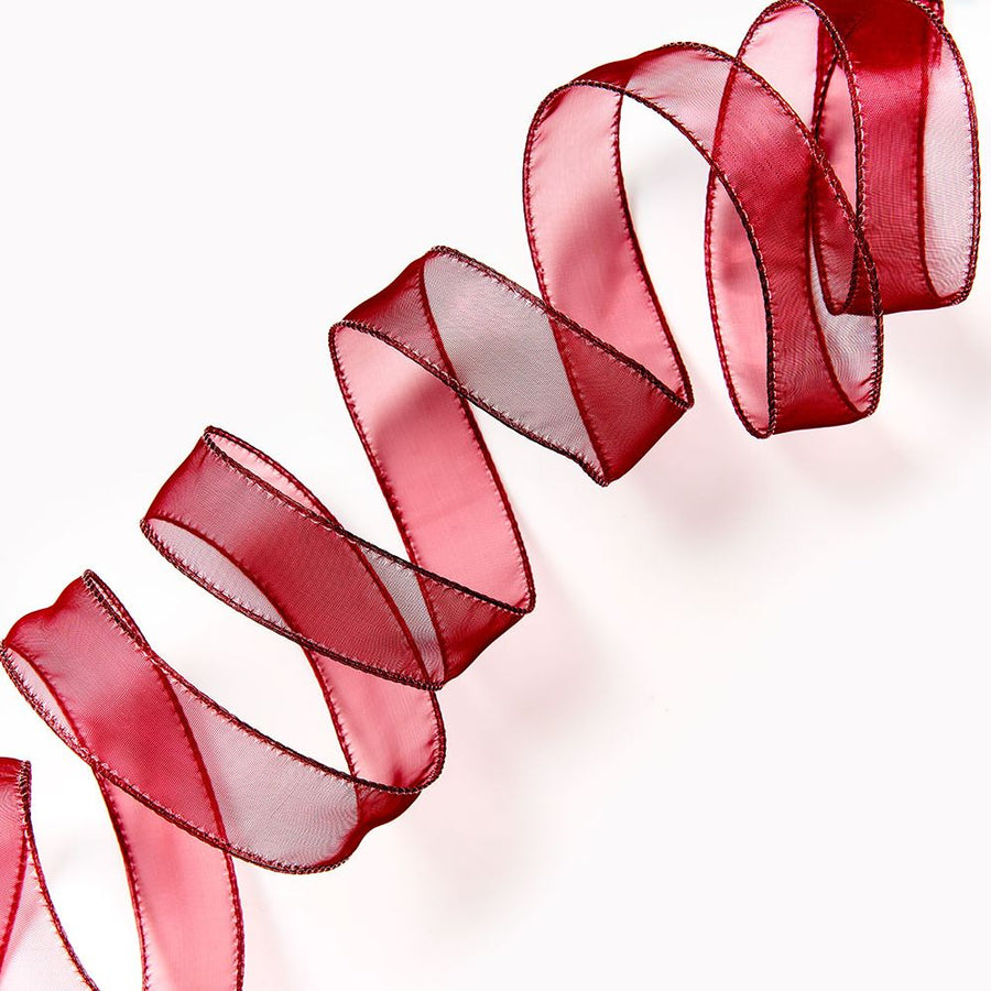 Warm Red Wired Organdy Ribbon 1" 10YD