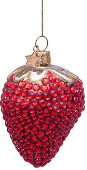 Jeweled Strawberry Glass Ornament