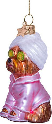 Selfcare Dog Glass Ornament