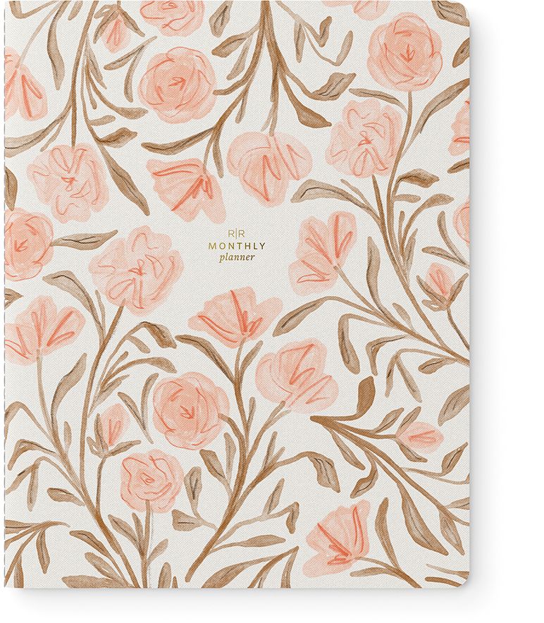 Pink Floral Monthly Stitched Planner