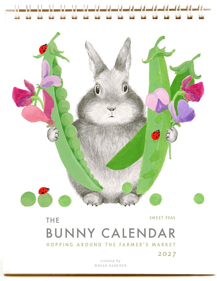 2027 Dear Hancock Bunny Calendar-Hopping Around the Farmer's Market