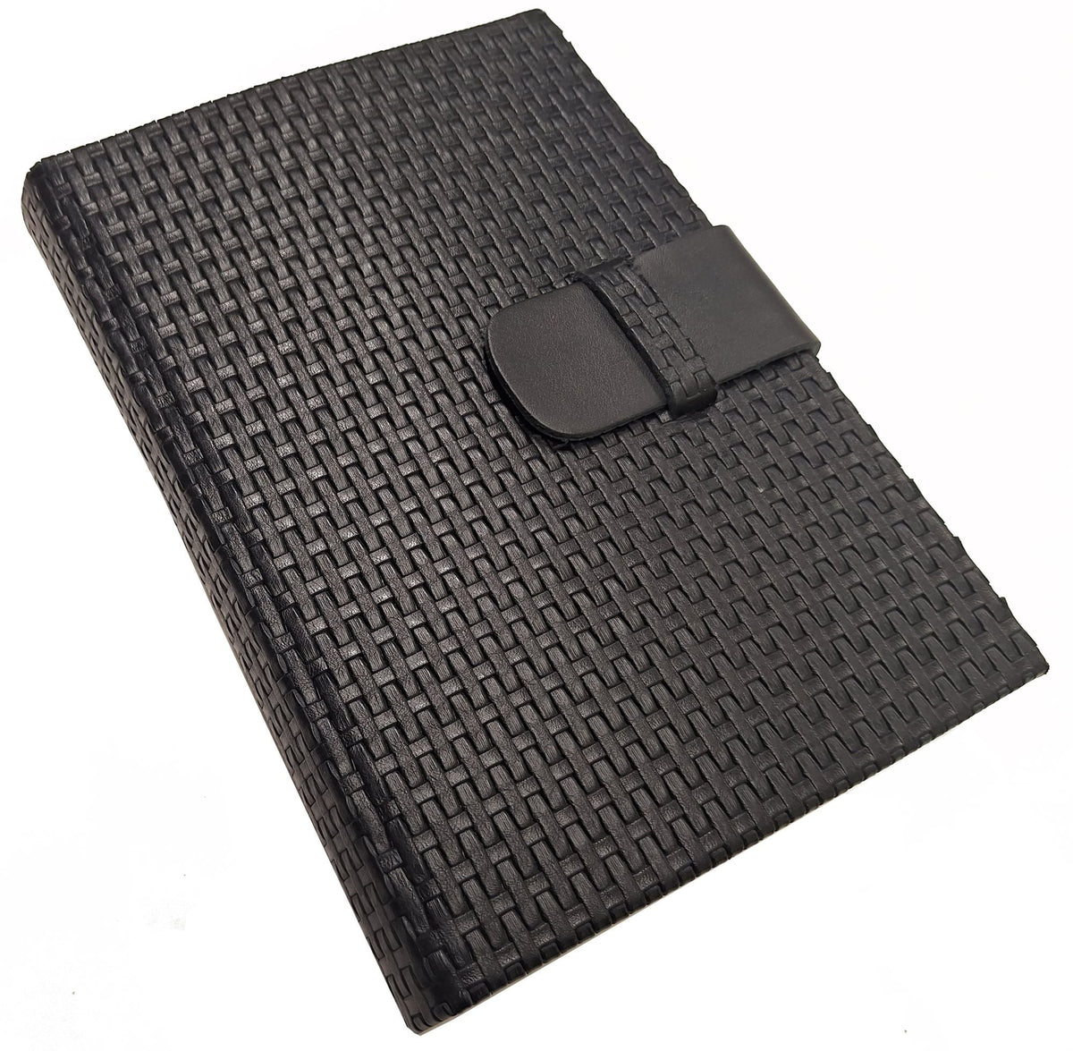 Black Woven Leather Snap Closure Journal