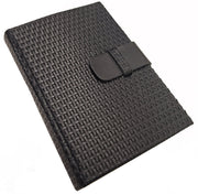 Black Woven Leather Snap Closure Journal