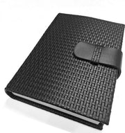 Black Woven Leather Snap Closure Journal