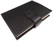Black Woven Leather Snap Closure Journal