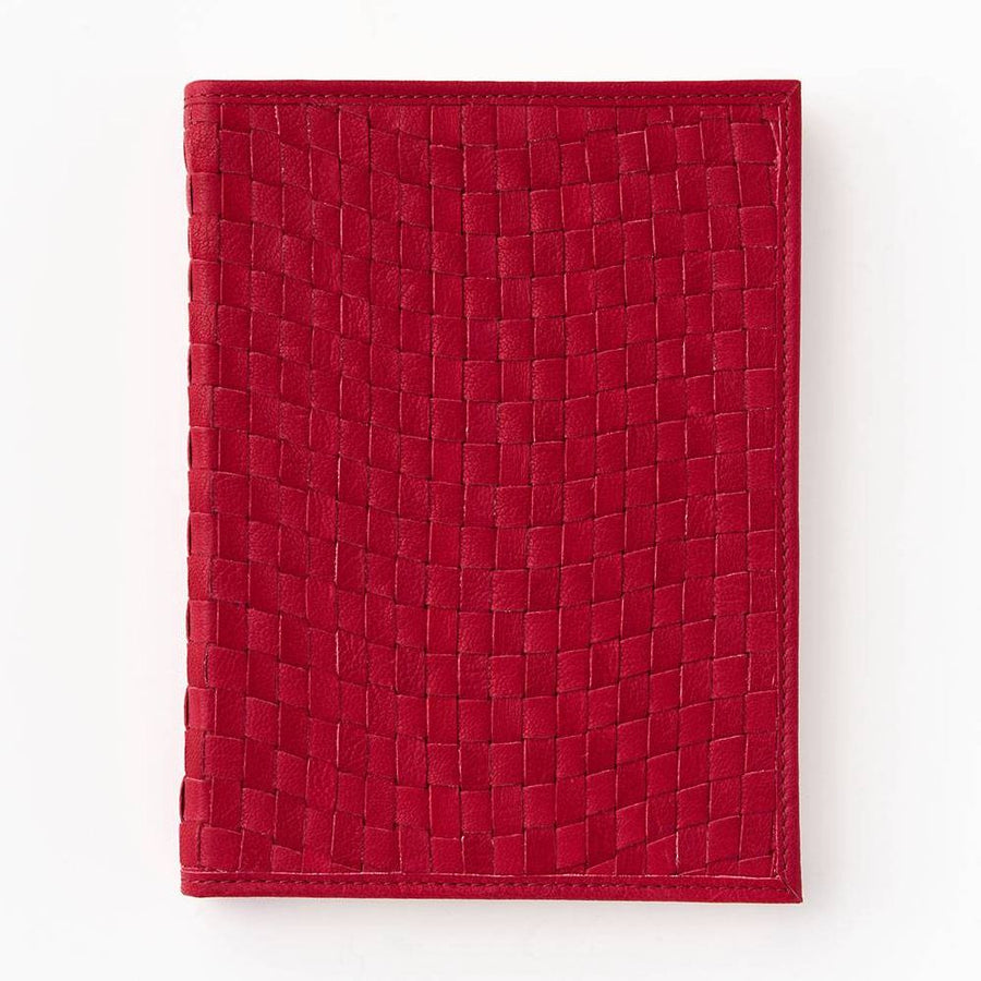 Red Dahlia Woven Leather Journal