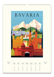 2026 Vintage Travel Wall Calendar