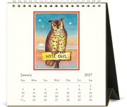 2027 Owls Desk Calendar