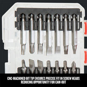 Photo of Craftsman screwdriver bit set in plastic case, SKU CMAF1247, front angle, multiple bit types visible.