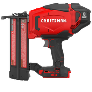 Photo of CRAFTSMAN 18-gauge cordless brad nailer, model CMCN618B, side view on white background.