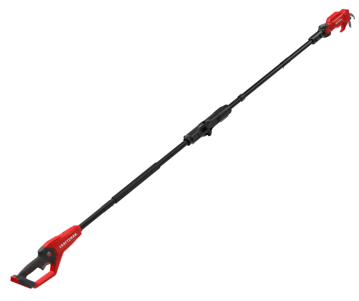 Photo of Craftsman extended pole pruner, model CMCPPR320B, black and red, shown at an angle on white background.